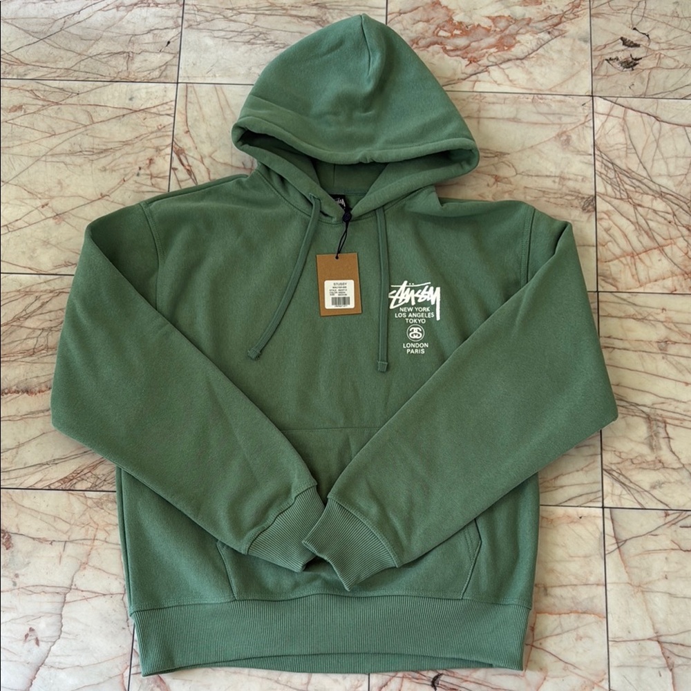Stussy Olive Green Hoodie with Logo
